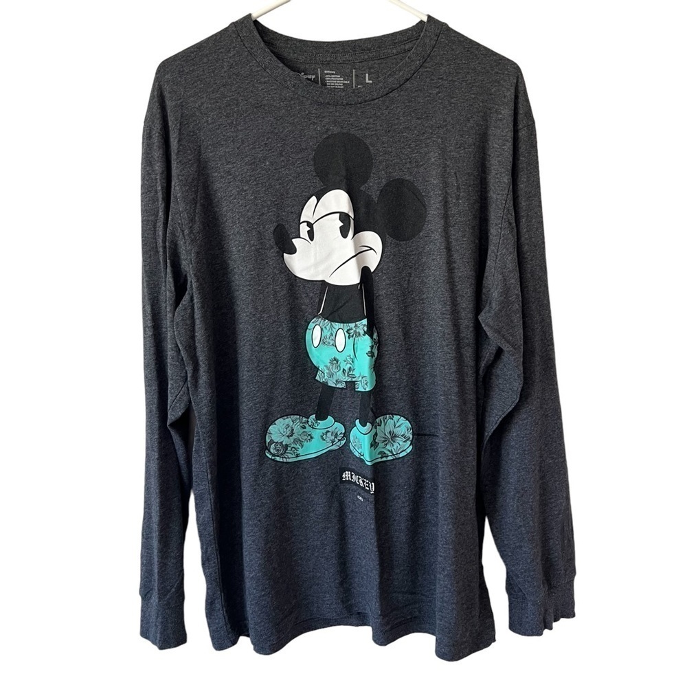 Neff Disney Mickey Mouse Dark Gray Long Sleeve Shirt- Size L